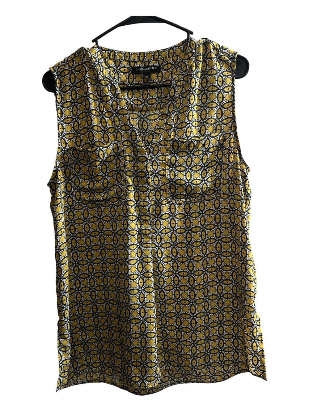Banana Republic Yellow and Black Geometric Sleeveless Camisole